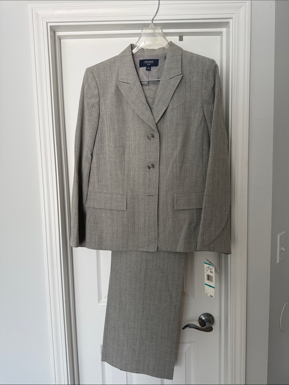 Jones New York Light Gray Pinstripe Women's Two-Piece Suit